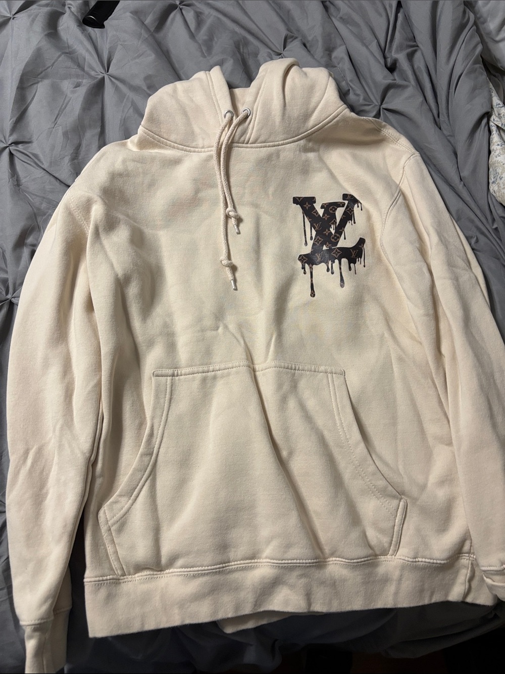 Cream Hooded Sweatshirt with Drip Logo